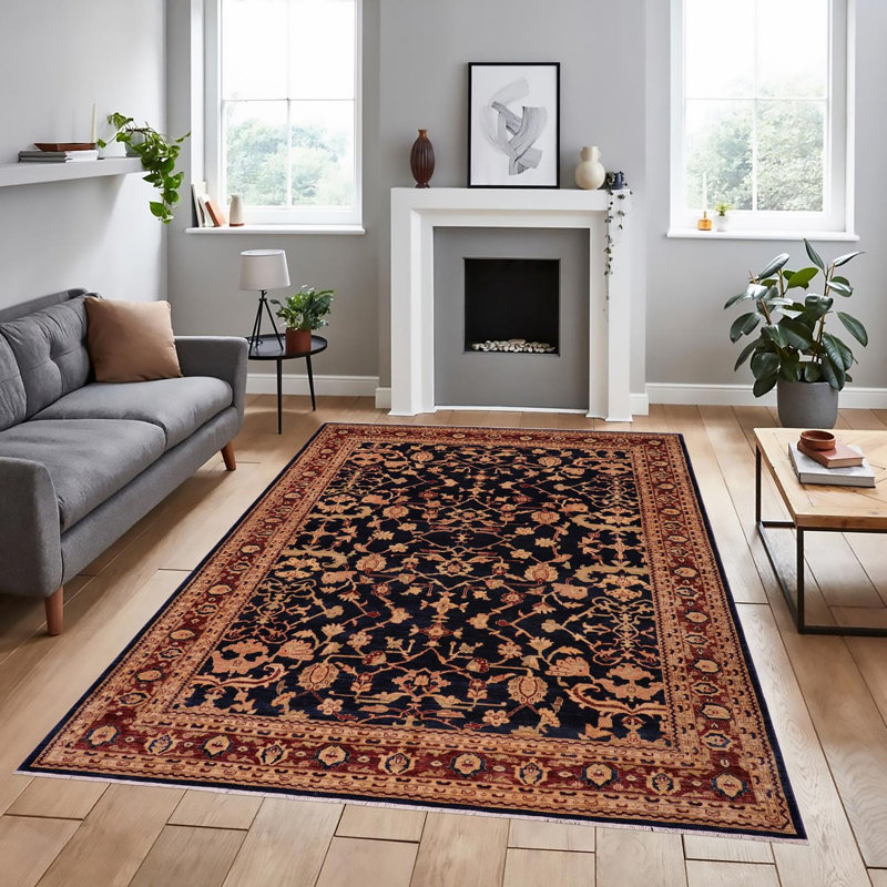 Tapis oriental noir / brun en laine noué à la main 9 pi x 11 pi 10 po Silke
