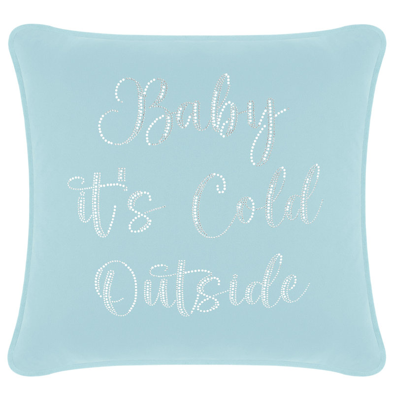 Coussin Sparkles Home Strass | Rembourrage en plumes | Luxe, Carré 20 po, Velours bleu pacifique