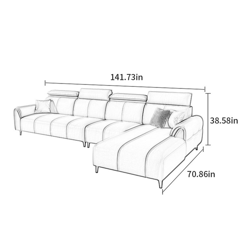Canapé de luxe American Modern, H 38,58 po x l 141,73 po x P 70,86 po