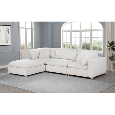 4-Piece Modular Sectional Set In Teddy Boucle Fabric
