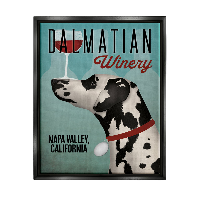"Dalmatian Vintage", impression encadrée sur bois, Cadre flottant noir de jais, H 21 po x l 17 po x P 1,7 po