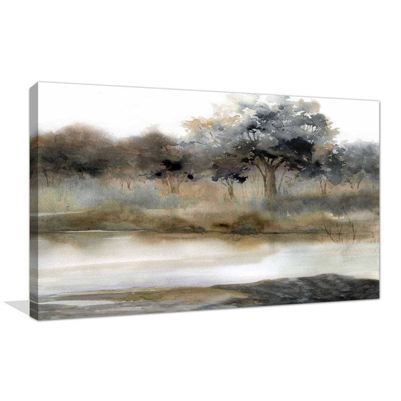 «Silent Waters II» par Carol Robinson, peinture, L 30 po x H 18 po, Toile tendue