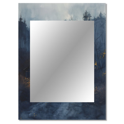 Blue Mystic Winter Barn In The Dark III - Traditional Rectangular Wall Mirror