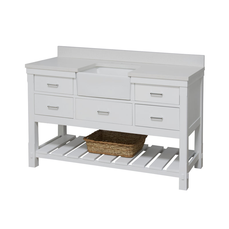 Ensemble de meuble-lavabo simple 60 po Hitton, Blanc, Quartz