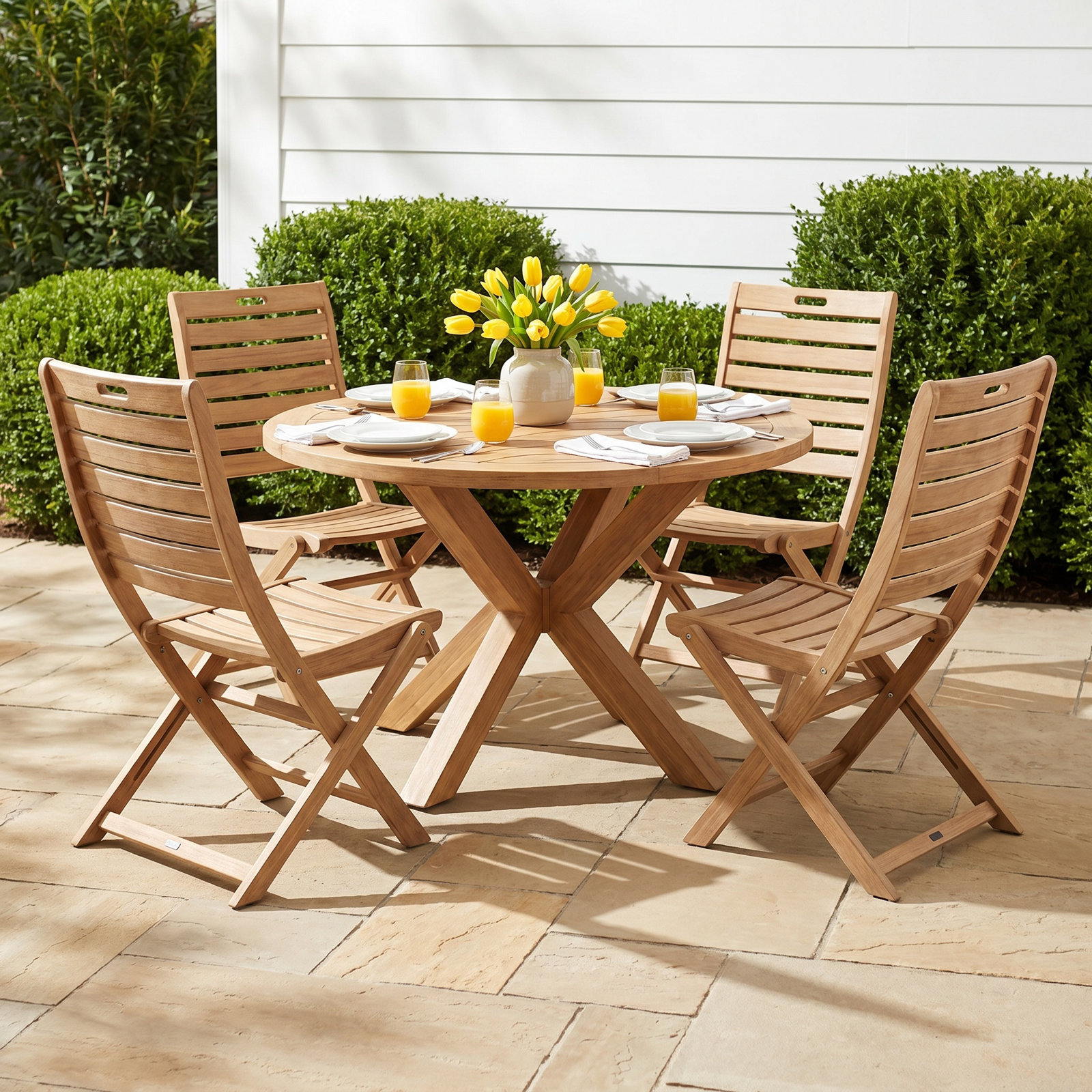Fleur 48" Eucalyptus Patio Dining Set