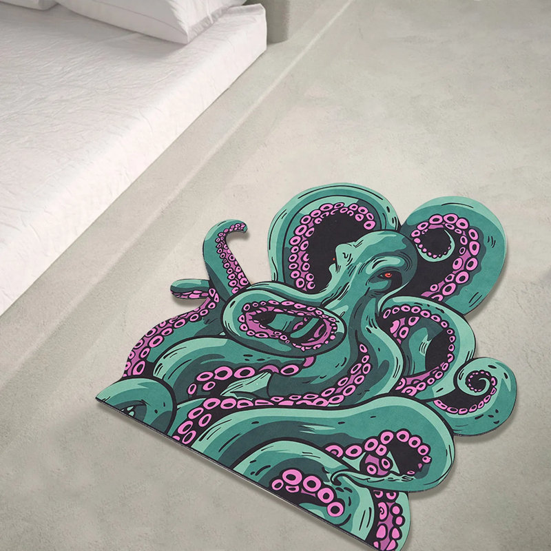 Tapis de salle de bain antidérapant Octopus - Tapis en microfibre absorbant avec un design décoratif, cadeau parfait pour les joueurs, les fans et les amateurs de voile