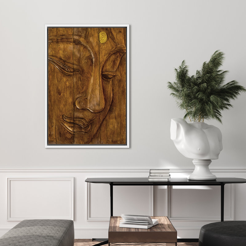 Religious " Religious Buddhism Closeup ", White Framed, 24" H x 16" W