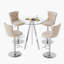 Ensemble de hauteur de bar, table de salle à manger ronde en verre trempé et chaises de salle à manger réglables en velours.-1230673946-1230673947
