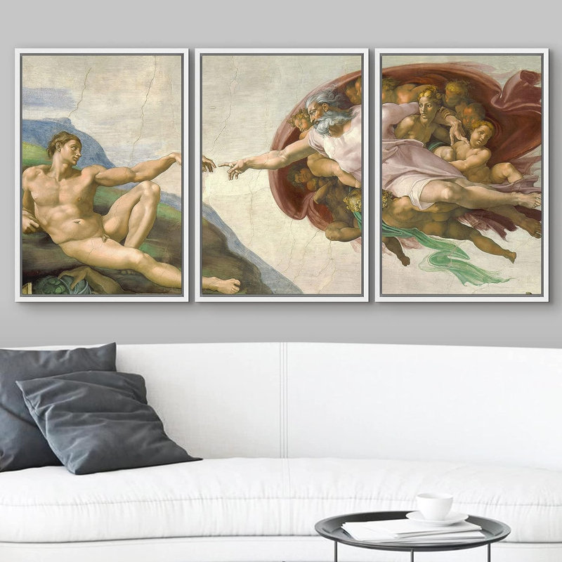 Création d'Adam 3 pièces, H 36 po x l 24 po x P 1,5 po, Cadre en plastique blanc