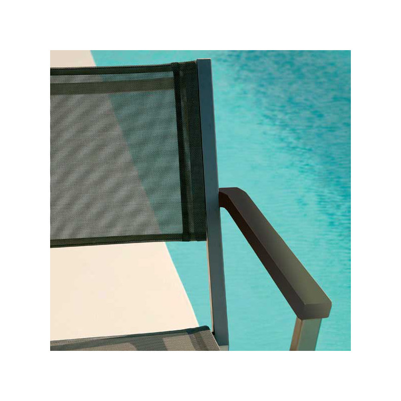 Equinox Dining Armchair, Graphite Finish/Platinum Sling