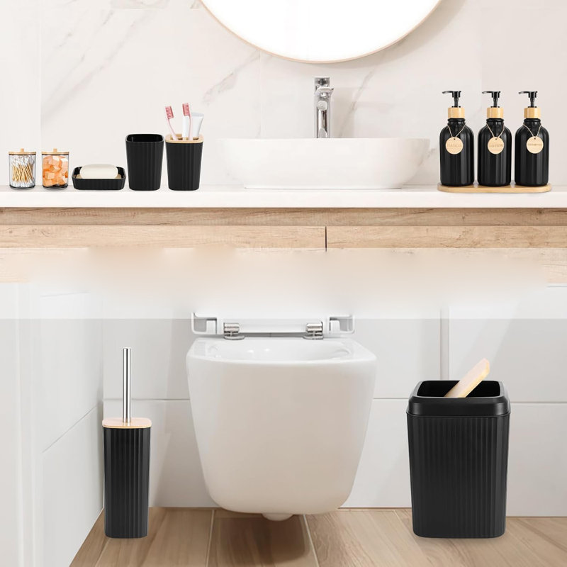 Black Bathroom Accessory Set