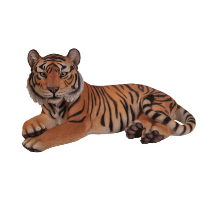 White Tiger Laying Down Statue