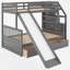 Lit simple superposé au dessus d'un lit double avec escalier de rangement-930400290