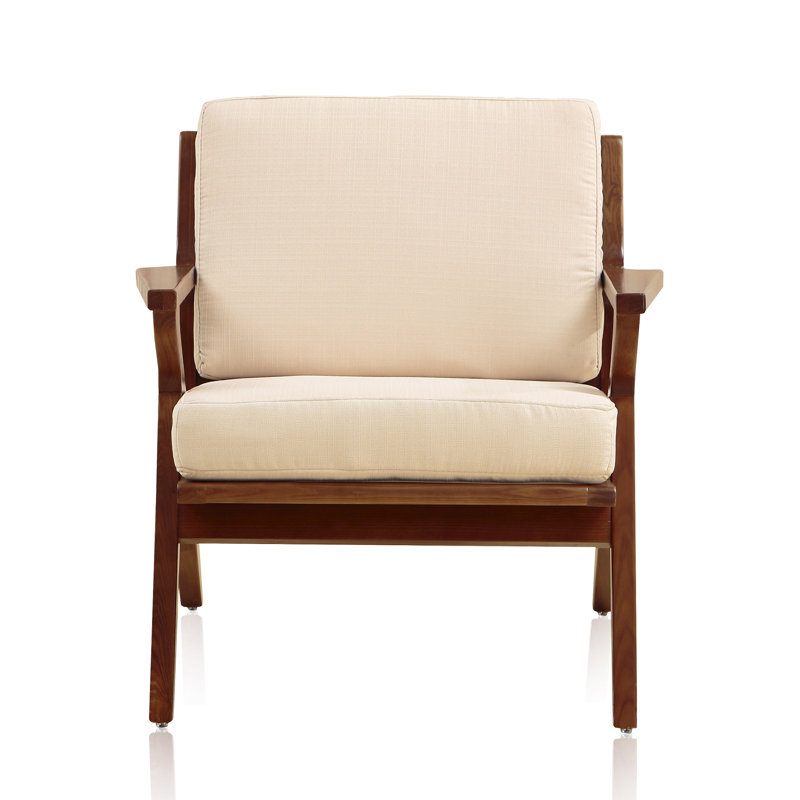 Martelle Twill Weave Upholstered Accent Armchair, Crème