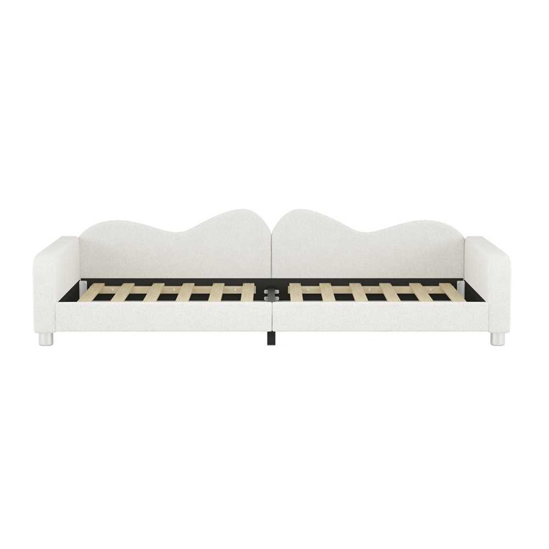Upholstered Daybed, Sherpa Fabric Sofabed With Cloud-Shaped Backrest, Full, White