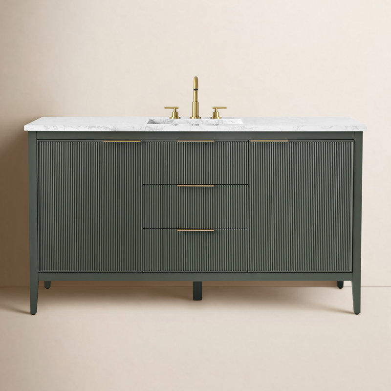 Bilroy 60" Single Vanity, Vintage Green/Brushed Bronze