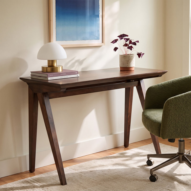 Jerry Solid Wood Solid Wood Writing Desk, Walnut