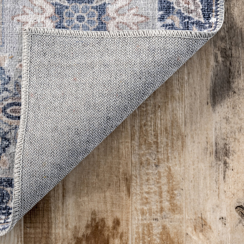 Alaniz Medallion Machine Washable Runner Rug for Living Room Bedroom Dining Room Entryway Hallway Kitchen, Rectangle 4' x 6'