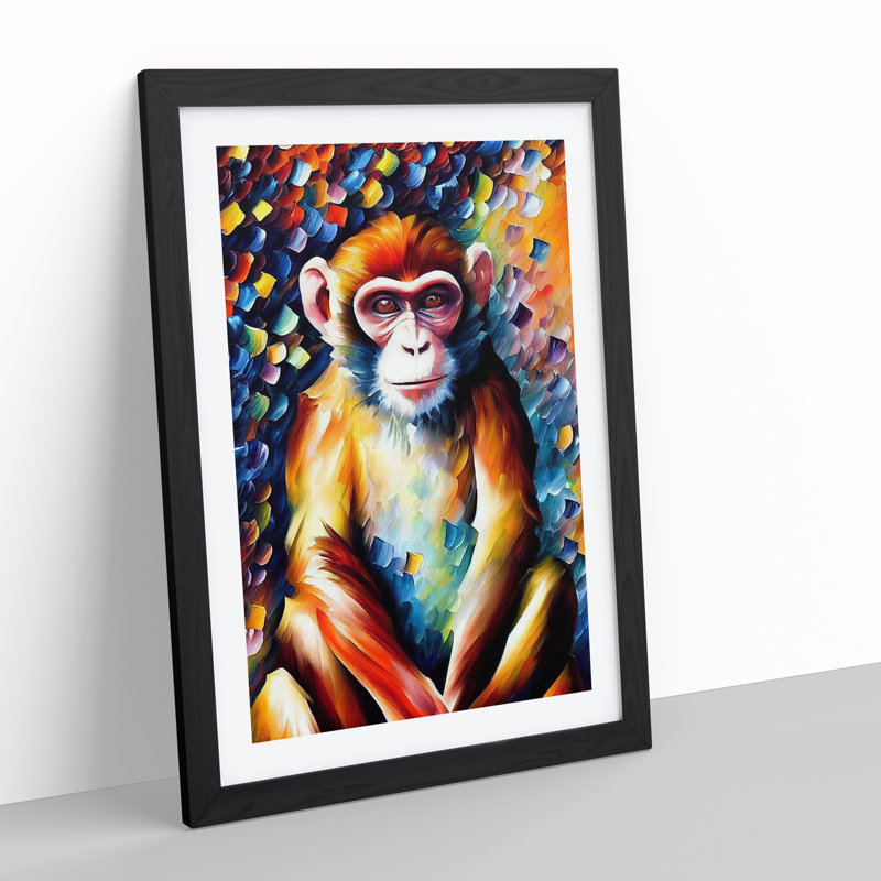 Monkey Portrait No.2 - Framed Print, Black, 46cm H x 34cm W