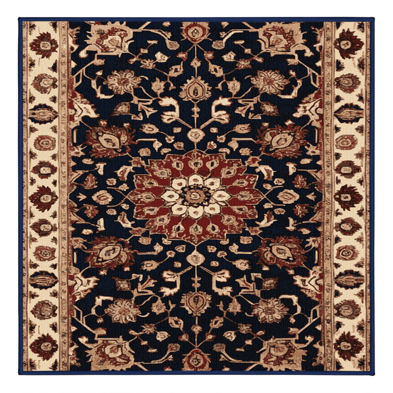 Tapis persan noir lavable à la machine, Square 6'