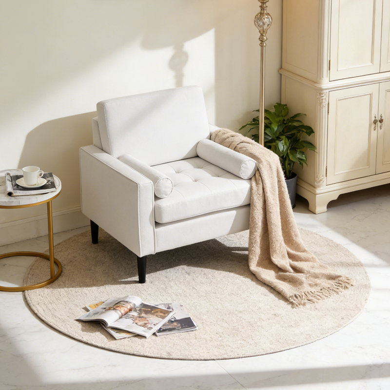 Mid-Century Single Armchair, Beige