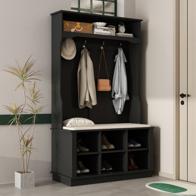 Hall Tree With Storage Bench, 3-In-1 Entryway Bench With Coat Rack, Hall Tree With Bench And Shoe Storage by Red Barrel Studio
