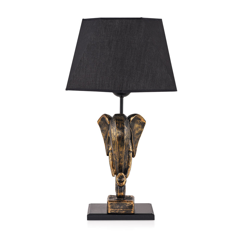 Lampe de table en métal Adrain, Doré / Noir, Noir