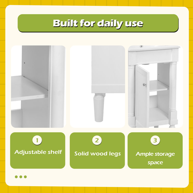 Armoire de salle de bain de style français 18 po avec rangement, solution pour petit espace avec lavabo en céramique, tablette réglable