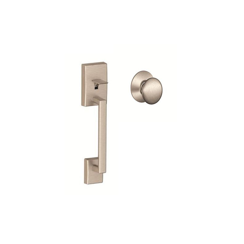 Century Lower Half Handleset with Plymouth Door Knob (Deadbolt Sold Separately), Satin Nickel