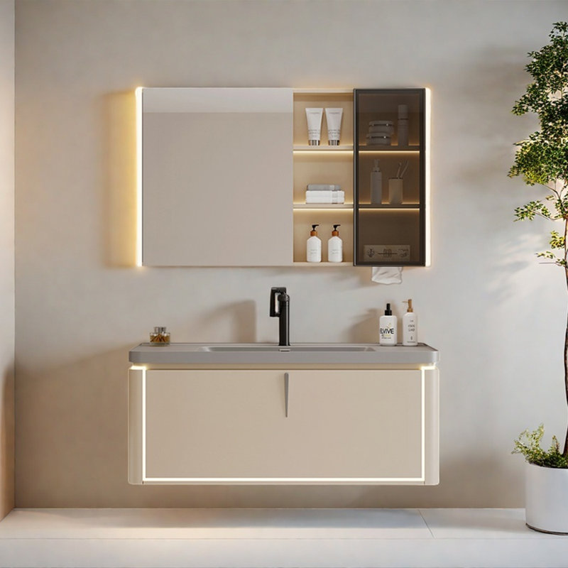 Light luxury cream style bathroom cabinet