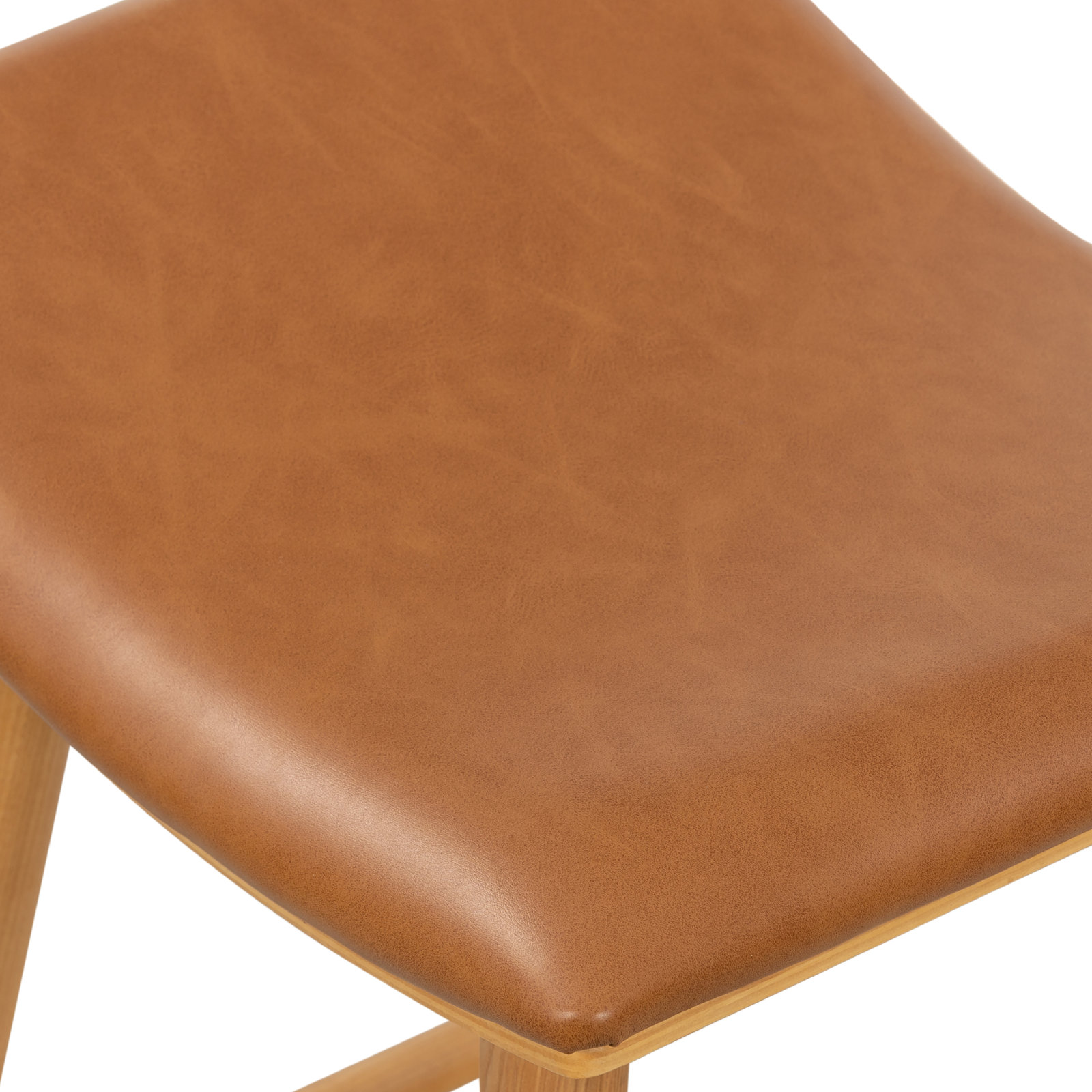 Schaeffer Solid Wood Stool, Counter Stool (26" Seat Height), Faux Leather - Sierra Butterscotch/Smoked Natural