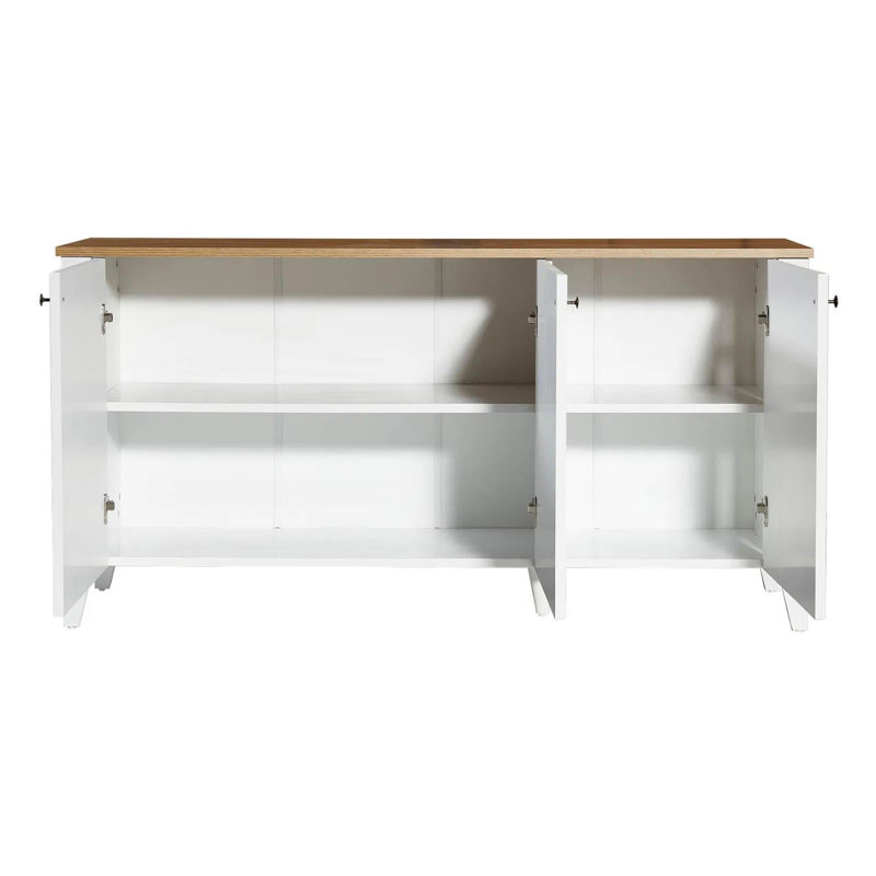 Elegant Oak and White Console Table, 59.1 x 29.9 x 15.4 inches | 100% Melamine Coated Chipboard, MDF Doors with Ash Tree Membrane | Modern Design, Perfect for Living Room & Entryway, Durable and Stylish