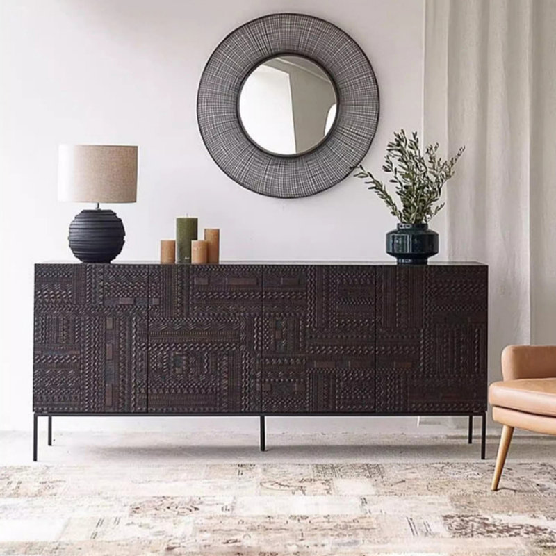 Buffet léger de luxe sculpté, H 35,43 po x l 62,99 po x P 15,75 po