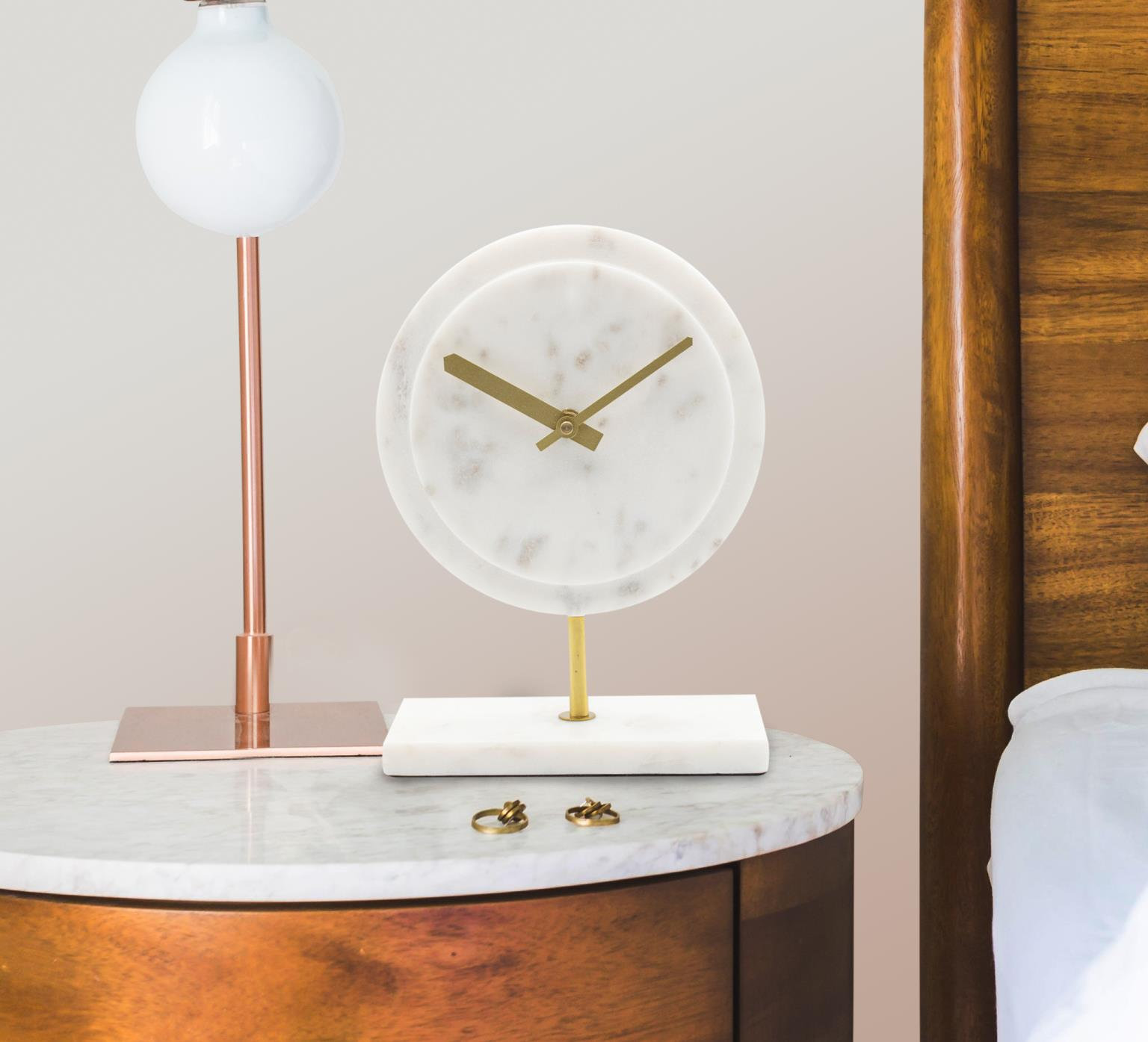 Dorris Tabletop Clock, Natural Marble