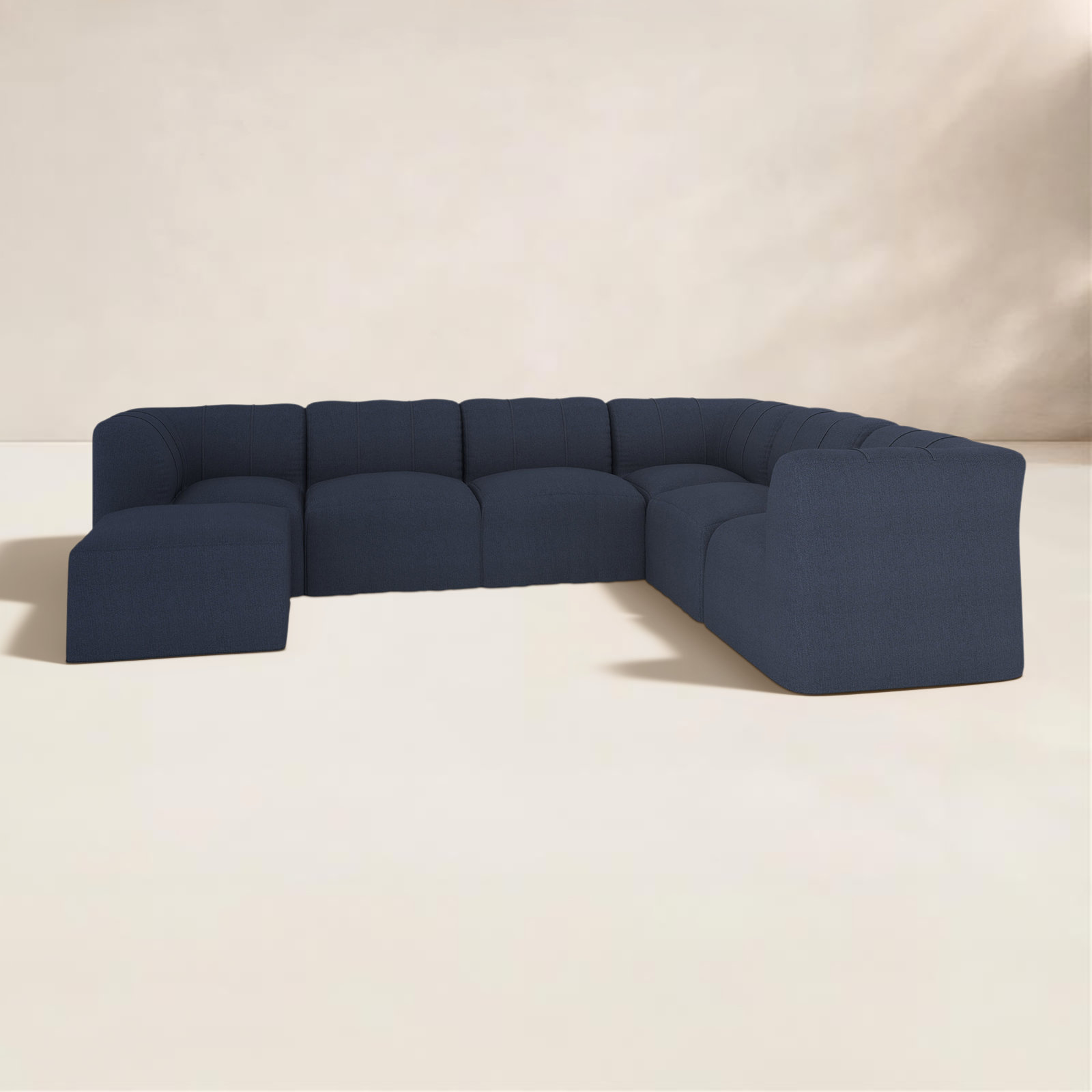 Praia 124" Sunbrella Outdoor L Sectional with Ottoman, Canvas Navy Sunbrella® Canvas