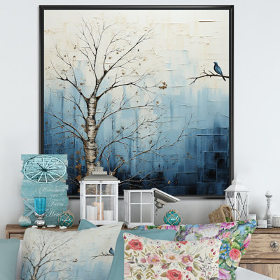 Minimalisme, arbre bleu, charme III sur toile