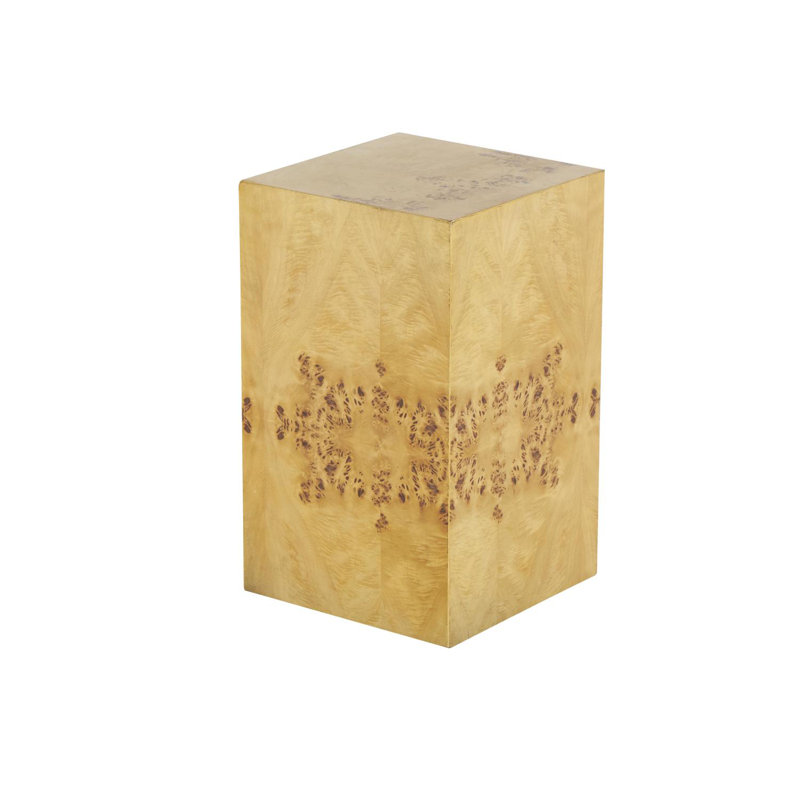 Cole And Grey Wood Square Cube Accent Table With Wood Grain Patterns