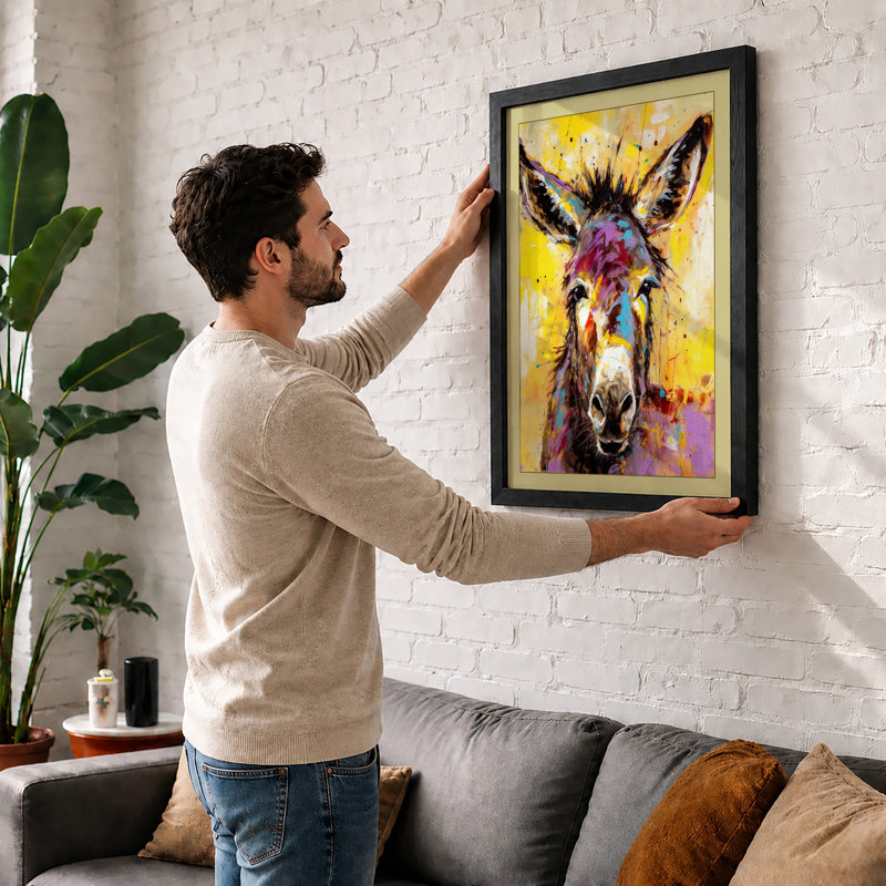 Colourful Llama Modern - Print, A2 - 59.4 x 42.0 cm, Black