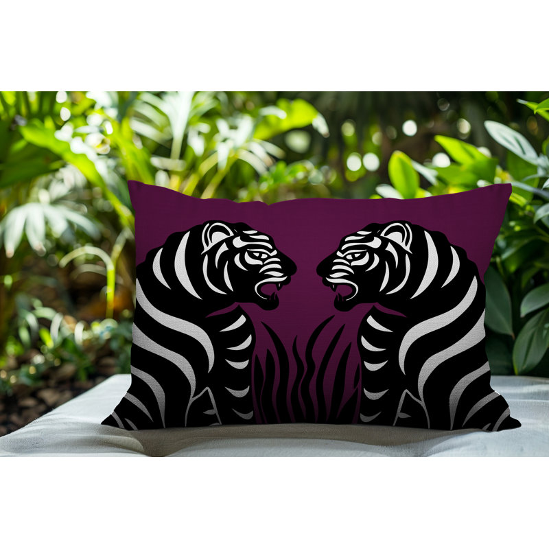 Oreiller rectangulaire réversible intérieur / extérieur Pulo Tiger, Mauve, H 25 po x l 18 po
