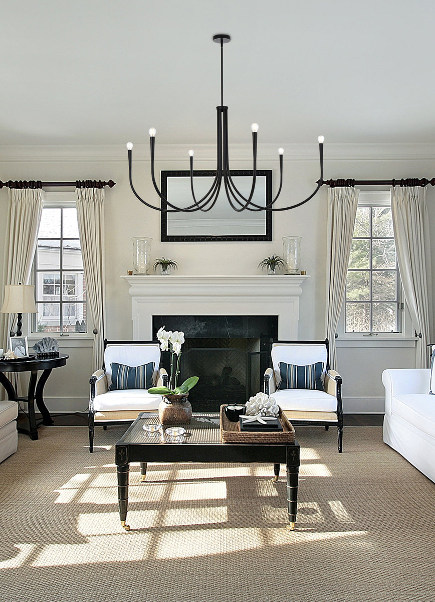 Catalena 6-Light Chandelier, Black, 28" H x 55" W x 55" D