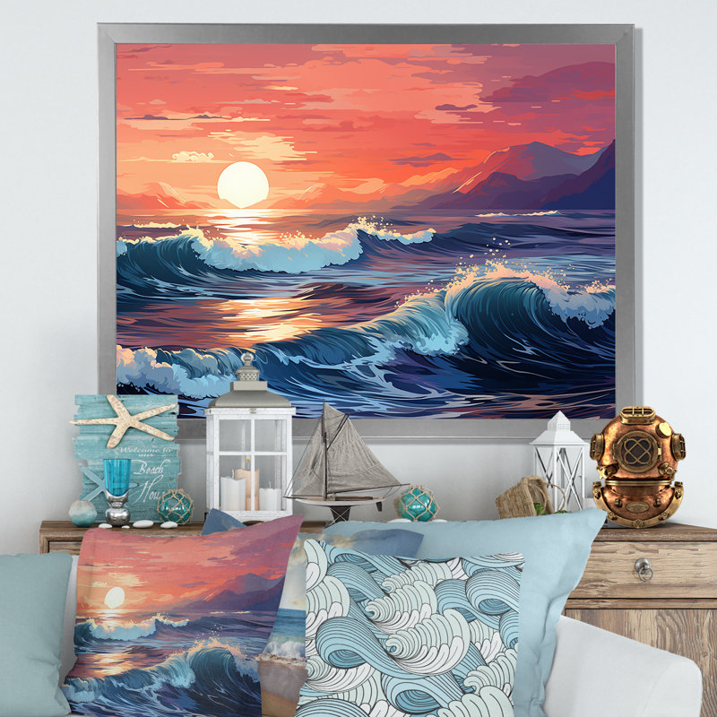 " Rainbow Beach Sunset III ", Silver Single Picture Framed, 34" H x 44" W x 1.5" D