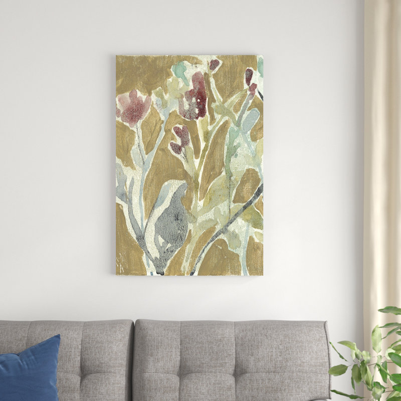Fleurs sur ocre I, H 36 po x l 24 po x P 1,25 po
