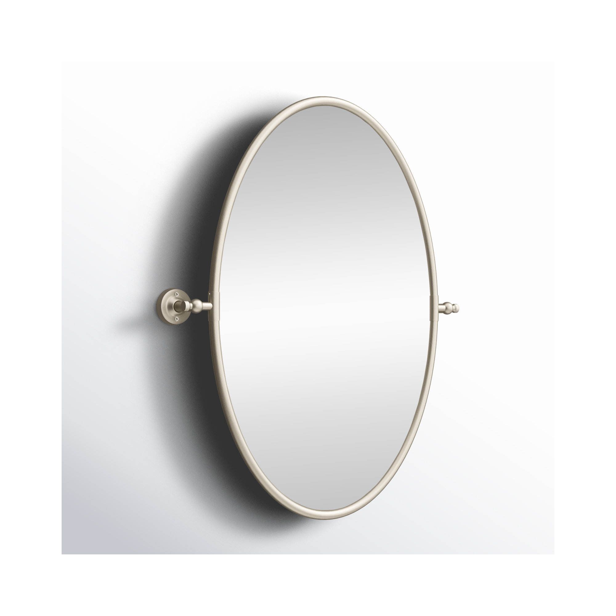 Dara Brass Oval Mirror, Silver