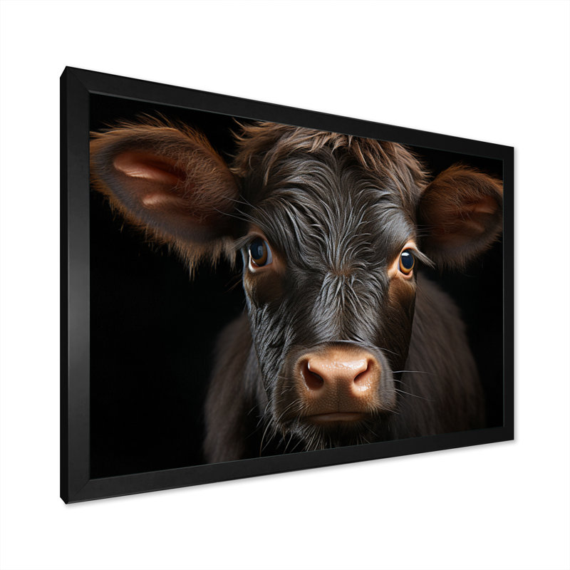 Portrait de vache - grande vache, art mural, Cadre simple noir, H 30 po x l 40 po x P 1,5 po