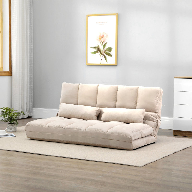 Canapé HOMcom, canapé-lit pliant, chaise longue d'invité avec 2 coussins, dossier et appui-tête réglables, Polyester beige