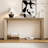 60" Modern Farmhouse Console Table With 2 Concealed Drawers, Waterfall Design Entryway Table With Thickened Legs & Rustic Wood Grain For Living Room, Entryway & Hallway-1004005339