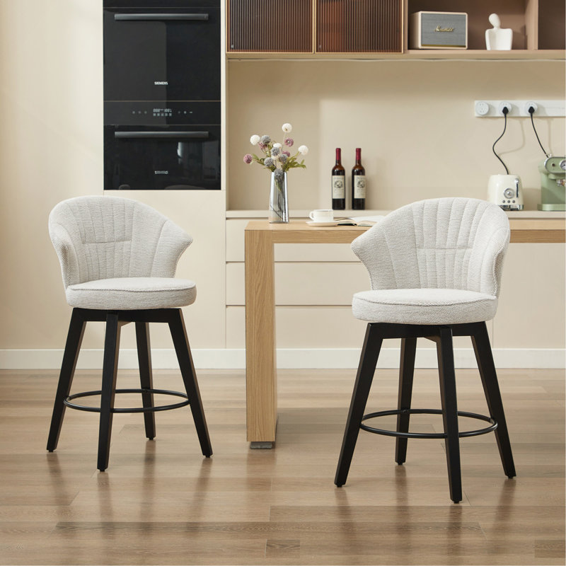 Modern Adjustable & 360° Swivel Counter Stools Set Of 2 - 25" Counter Height Durable PU Leather, BIFMA Certified For Kitchen Island & Home Bar, White