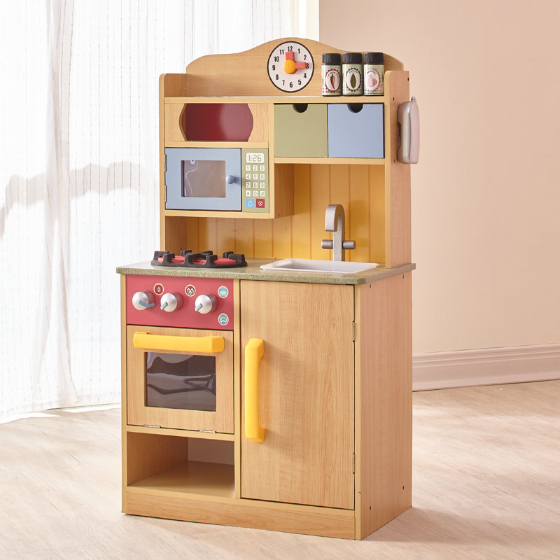 Teamson Kids Little Chef Florence Play Kitchen with Accessories, Multi colour, Brown