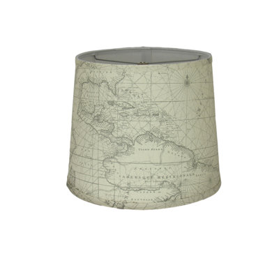 Abat-jour tambour en coton World Map (vissé) en gris