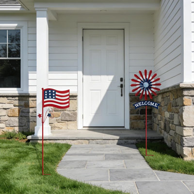 Piquet de jardin rustique avec drapeau Americana